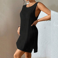 European And American Summer Beach Dress Women's Solid Color