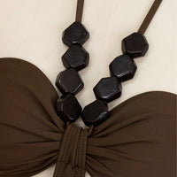 Sexy Strappy Black Gem-embellished Elegant One-piece Swimsuit