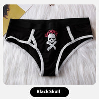 Women's Briefs Mid-waist Fashion Skull Print