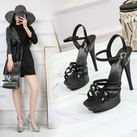 One Word Belt Sandals Women's Summer Fashion 13CM All-match Sexy High Heels