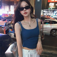 Retro Underwear U Collar Beautiful Back Outer Wear Sleeveless Vest Top