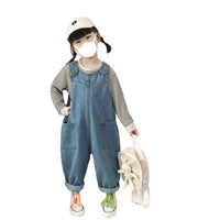 Children's Denim Suspender Pants Spring And Autumn New Boys And Girls Fashionable Loose Jumpsuit