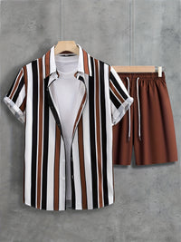 Fashion Trend Animal Pattern Casual Short Sleeve Shirt Shorts Suit