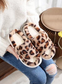 Fashionable Korean Version Leopard Print Plush Slippers For Women