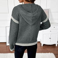 Dark Gray Contrast Color Trim Sweater