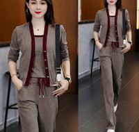 Cardigan Camisole And Wide-leg Pants Three-piece Set