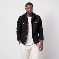 Mens Trendy Wool Coat With A Single-breasted, Solid-color Design