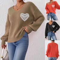 Women's V-neck Lace Brick Bow Patchwork Pocket Pullover Top