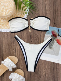 Women's Fashion Color Contrast Tube Top Bikini