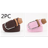 Women's Canvas Belt Student Pants Casual Stretch Braided Needle Buckle