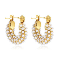 Fashionable Light-luxury Fully Diamond-encrusted Copper-plated Oval Earrings For Women