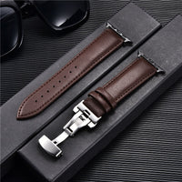 Suitable For Watch First Layer Leather Butterfly Buckle Strap