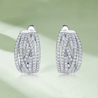 Simple S925 Sterling Silver Gemstone Clip Earrings Retro