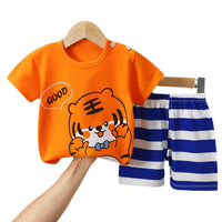 Children's Summer Pure Cotton Thin Short Sleeve Suit