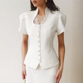 Women's Elegant Button-Front Lace-Patchwork Shirt