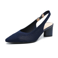 Hollow-out Knitted Closed Toe Back Empty Strap Sandals Pointed Toe