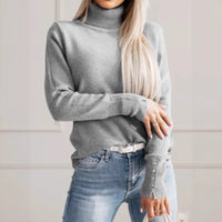 Elegant Lapel Slim Fit Solid Color Pullover Sweater