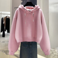 Dark Coffee Color Casual Short Hooded Hoodie
