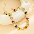 Square Sugar Colorful Full Diamond Necklace For Women  Minimalist High End Light Luxury Clavicle Chain