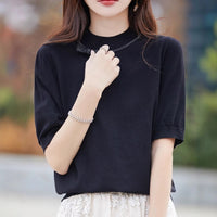Half-high Collar Women's Versatile Thin Knit Top