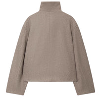 Women's Loose Casual Minimalist Long Sleeve Button-up Stand Collar Jacket