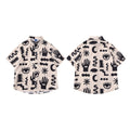 Men's Fashion Casual Retro Full Printed Lapel Short Sleeve Shirt