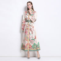 Notch-collar Single-breasted Floral-print Dress