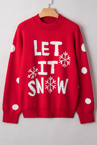 Women's Casual Loose Round Neck Christmas Red Sweater