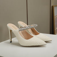 Original Womens Footwear Brand White Pearl Pointed-toe High Heels