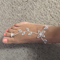 Personalized Leaf Rhinestone With Finger Anklet
