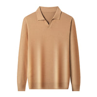 Autumn And Spring Seagull Collar 6 Wool Men's Anti-Pilling Knitted Long Sleeve Polo Shirt