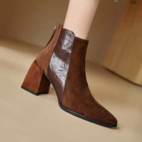 Womens Minimalist Versatile Short Boots With A Back Zipper In British Style