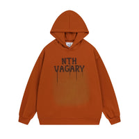 Chain Embroidery Letters Velvet Padded Hooded Sweatshirt
