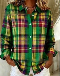 Valentines Day-themed Patterned Long-sleeve Womens Lapel Shirt