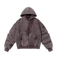 Winter American Retro Washed Distressed Hooded Fleece Lined Sweater