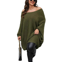 Loose All-matching Crew-neck Batwing Sleeve Pullover Women's Large Size Sweater