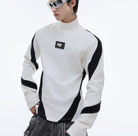 Niche Color Contrast Patchwork Half Turtleneck Bottoming Shirt