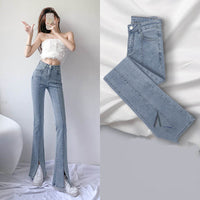 Split Micro Flared Jeans High Waist Slimming Women's Wide-leg Pants