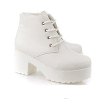 New Chunky-heel Lace-up Ankle Boots With A Round Toe And High Heel