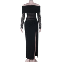 Sexy Sheer Mesh Lace Off-Shoulder Dress