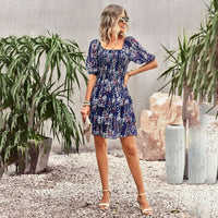 French Square Collar Cake Fashion Vacation Fashion Vacation Holiday Short Dress