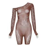 Sense Mesh See Through High Waist Long Sleeves Jumpsuit