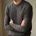 Crew-neck Casual Long-sleeve Solid-color Knit Bottoming Shirt