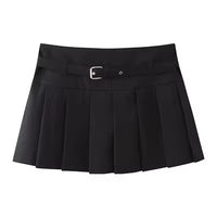 Low Waist Mini Plaid Casual Wide Pleated Culottes Skirt