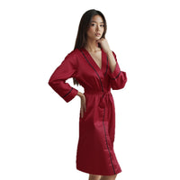 Silk-satin-finish Satin Pajamas Long Sleeves Long Pants Thin Casual Loungewear