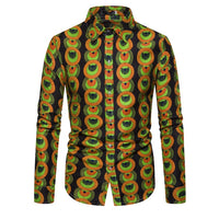 Men's Long-sleeved Shirt Ethnic Print Slim Fit