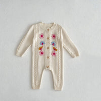 Baby Girls' Handmade Embroidery Knitted Jumpsuit
