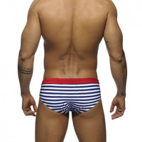 Men's Triangle Skinny Striped Low Waist Swim Trunks