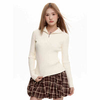 Black Long Sleeve Turtleneck Sweater Zipper Thickening Bottoming Shirt