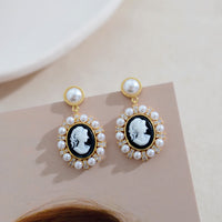 High-End Retro Baroque Relief Portrait Earrings